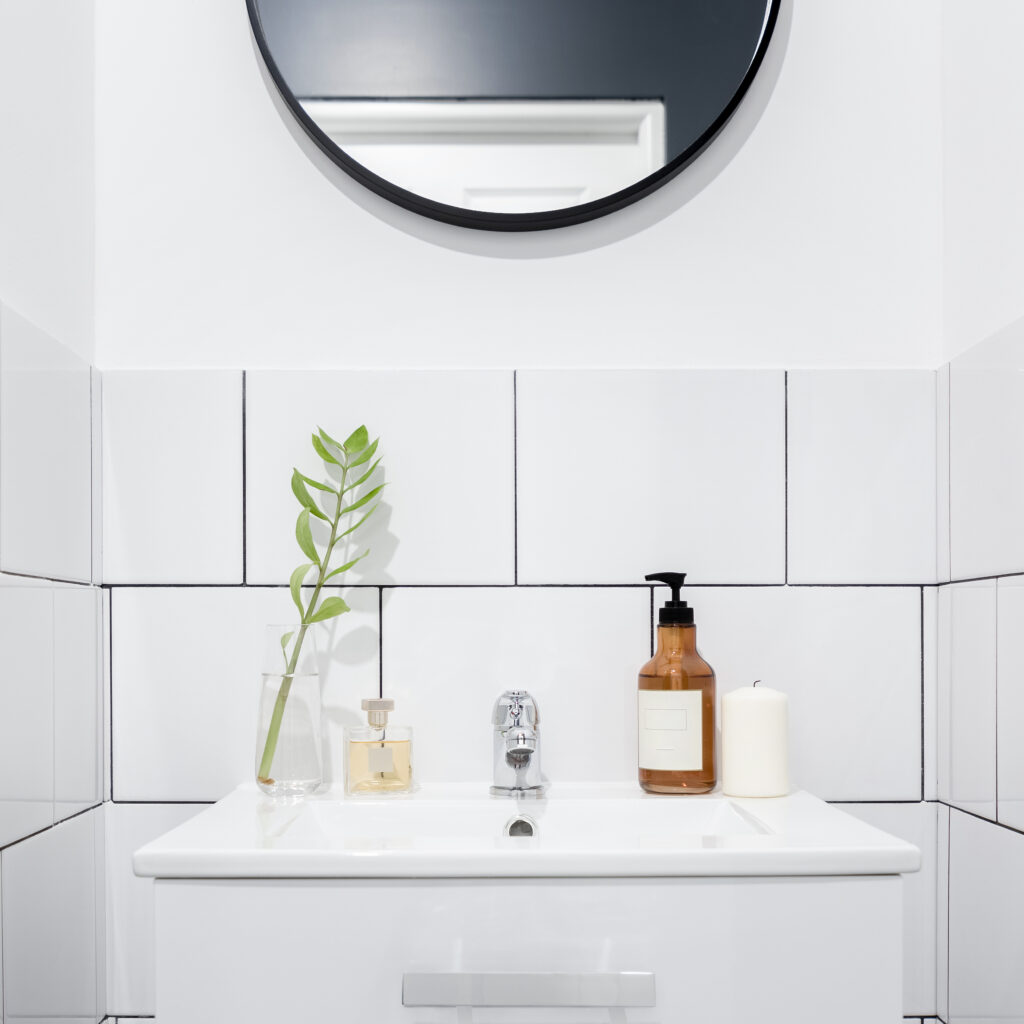 Simple bathroom with cabinet